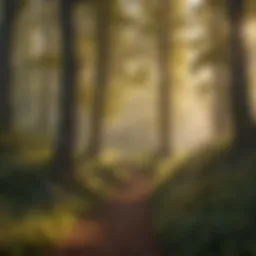A vibrant woodland scene showcasing trees and wildlife.