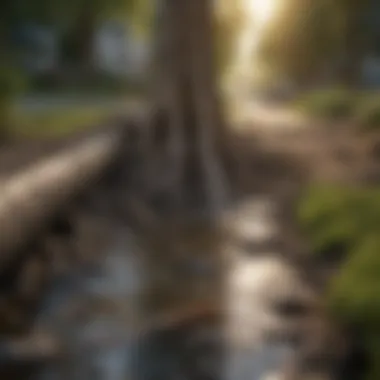 Illustration showing tree roots infiltrating a sewer line