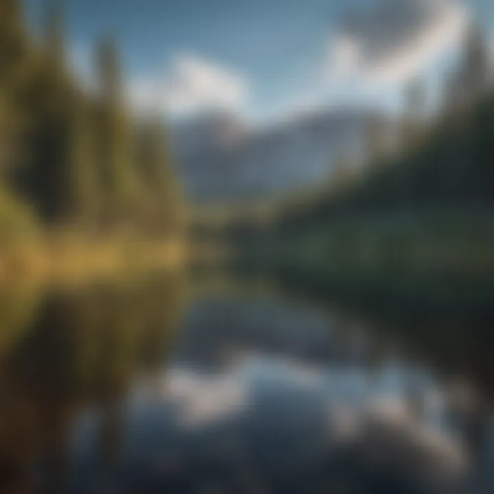 A tranquil lake reflecting the blue sky in Colorado