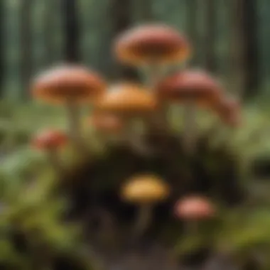 Diverse Mushrooms of Alaska A diverse array of mushrooms found in Alaska, showcasing their unique colors and shapes.