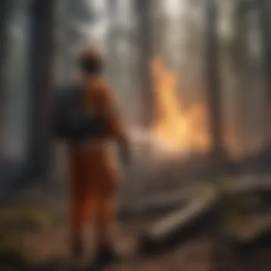 Innovative Technology in Woodland Fire Response Innovative technology used in fire response efforts illustrated within a woodland backdrop.