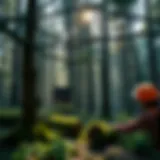 Carbon Capture Technology in Forestry Illustration of carbon capture technology in action within a forest setting