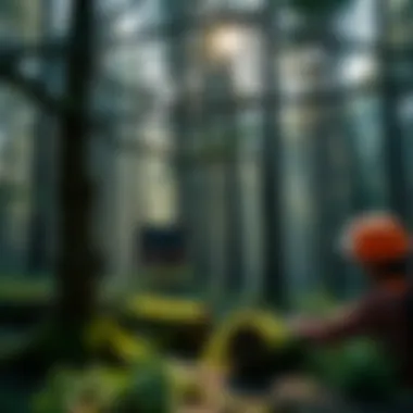 Carbon Capture Technology in Forestry Illustration of carbon capture technology in action within a forest setting