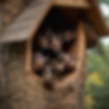 Bats Roosting in a Bat House Close-up of a bat house with bats roosting inside