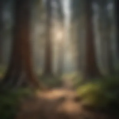 Hiker navigating a scenic trail through sequoia forest