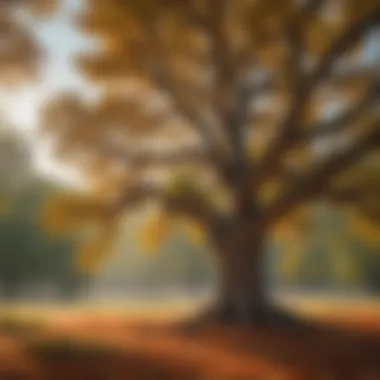 A vibrant oak tree showcasing its leaves in the Kansas landscape