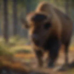Bison roaming in the Montana wilderness