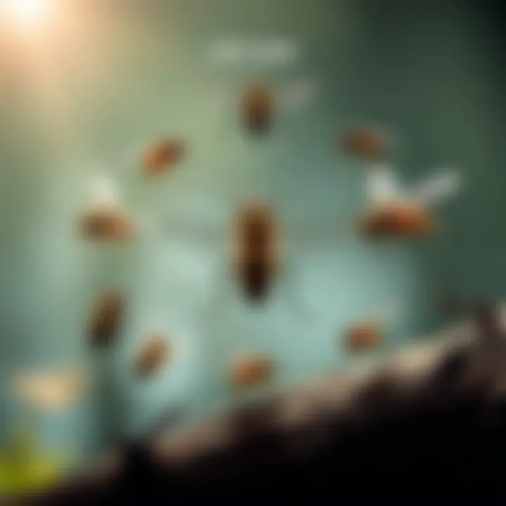 Life Cycle of Biting Flies An illustration depicting the life cycle of biting flies in various habitats.