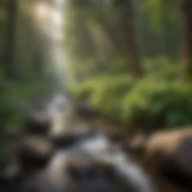 Serene Boulder Creek Landscape A serene view of Boulder Creek surrounded by lush greenery