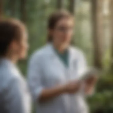 Healthcare Career Paths A healthcare professional interacting with patients in a clinical environment