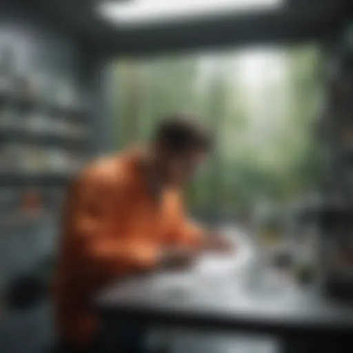 A researcher analyzing samples in a laboratory setting