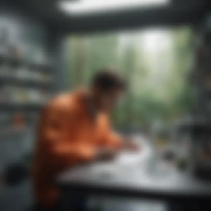 A researcher analyzing samples in a laboratory setting