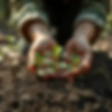 Nurturing the Future of Forests A close-up shot of hands nurturing young saplings in rich soil.