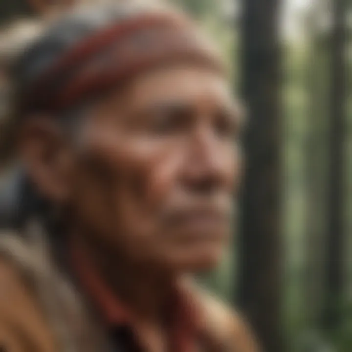 Portrait of a Cherokee elder reflecting on the past