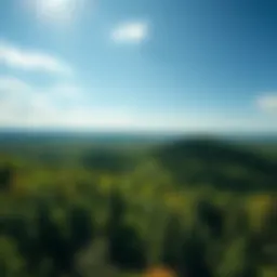 A panoramic view of Chestnut Mountain showcasing its lush greenery and diverse landscapes