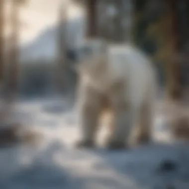 A polar bear struggling on a shrinking ice cap