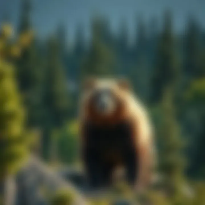 An illustration depicting climate change and its impact on brown bear habitats.