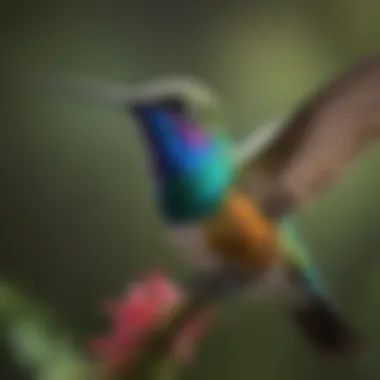 Close-up of a hummingbird's iridescent feathers