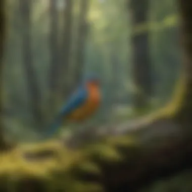 Diversity of Bird Species in Natural Settings A vibrant scene featuring a diverse array of bird species in their natural habitats.