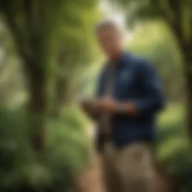Expert Analysis of Growth Conditions An expert examining the growth conditions of Plantation Ligustrum in a controlled environment.