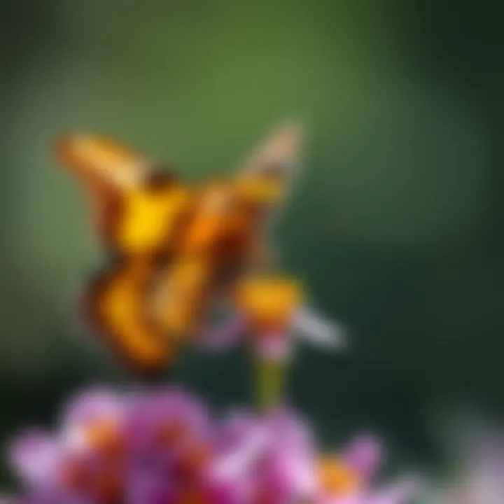 Butterfly Pollination in Action A close-up of a butterfly pollinating a flower, highlighting its ecological role.