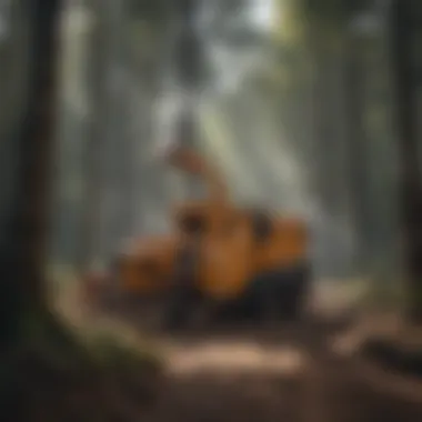 Heavy-duty Wood Chipper in Action Heavy-duty commercial wood chipper in action on a job site