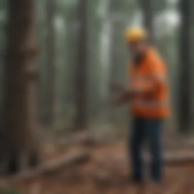 An expert demonstrating safety protocols during tree removal