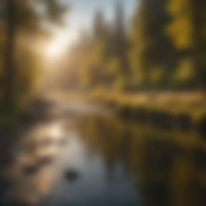 Tranquil scene of Boise River at sunrise