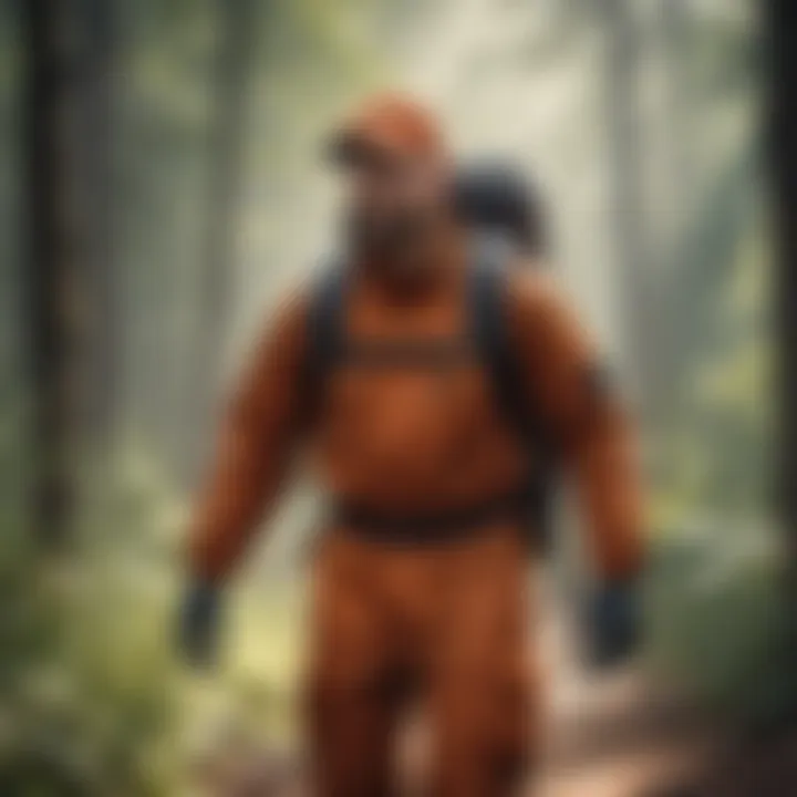 Illustration of a hiker in protective clothing in a forest setting