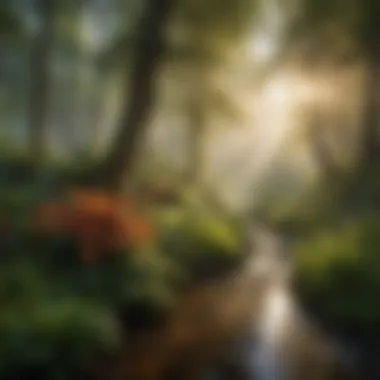 Biodiversity in Ecosystem Harmony A vibrant ecosystem showcasing diverse flora and fauna in harmony.