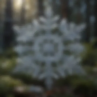 Close-up of snowflakes highlighting unique patterns