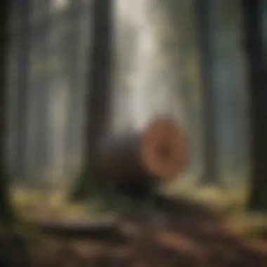 Ecological Impact of Tree Cutting A visual representation of the ecological balance in woodland areas affected by tree cutting