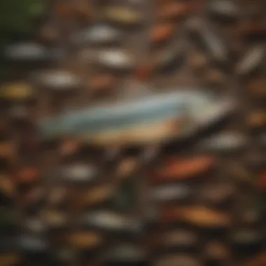 An array of fish species native to Deep Creek Lake displayed on a wooden surface.