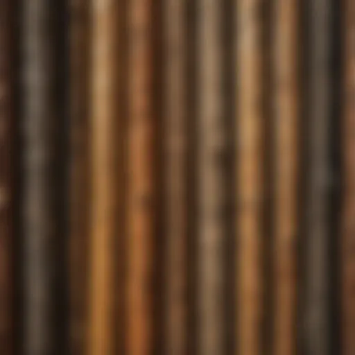 A close-up view of different wood species suitable for fence posts showcasing their natural texture and grain.