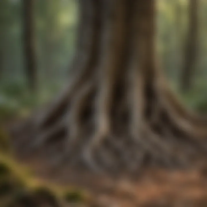 A close-up view of tree roots being carefully uncovered