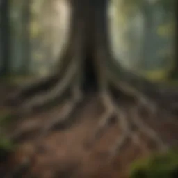 Ectomycorrhizal fungi forming a network with tree roots