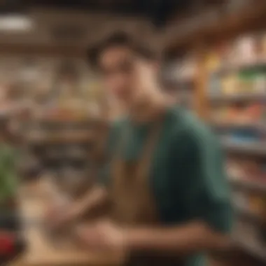 Teenager working in a retail store