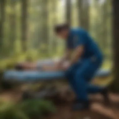 EMT Providing Patient Care An EMT assisting a patient in a medical setting