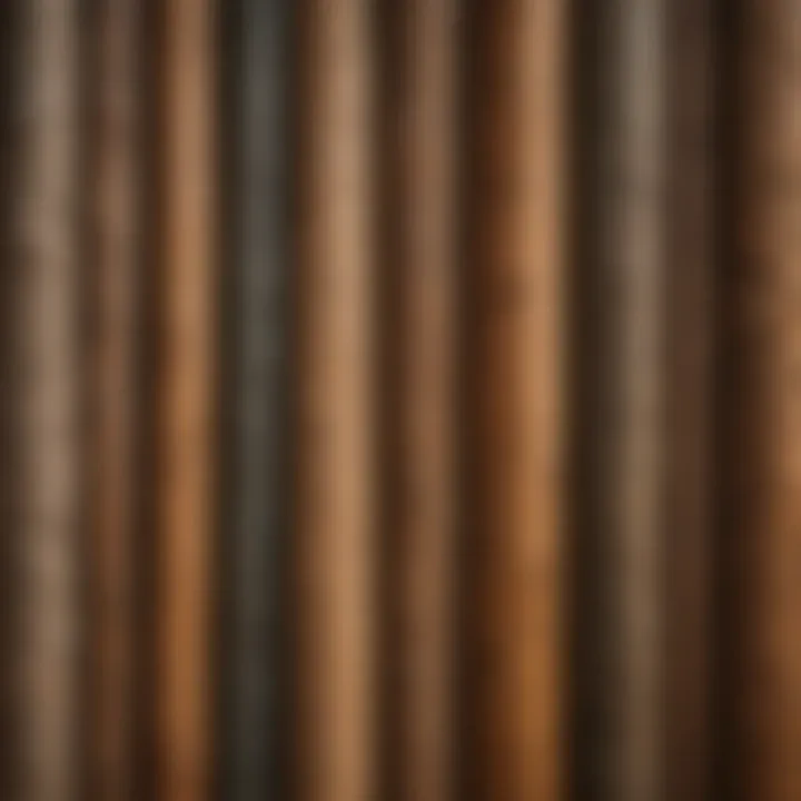 Different grades of treated wood displayed side by side