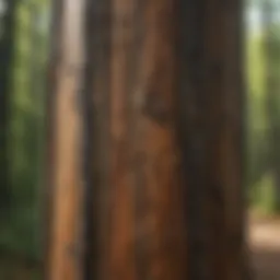 Close-up view of a 4x4 treated post showcasing wood grain and treatment effects