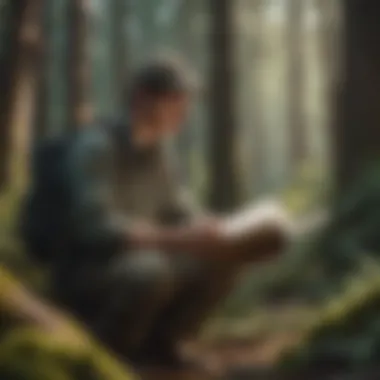 An individual studying wildlife in a natural habitat