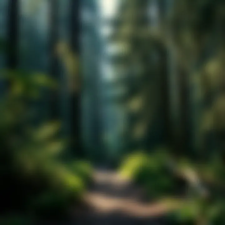 A tranquil forest path inviting exploration and reflection