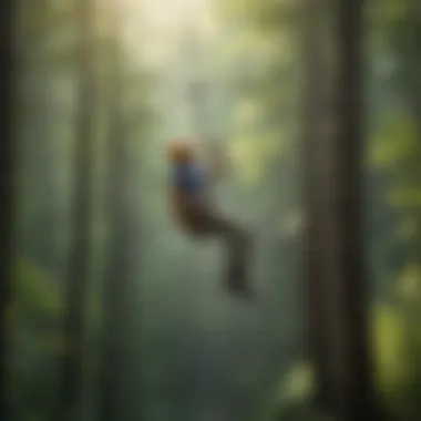 Excitement of Zip Lining Group enjoying a zip line experience in the forest