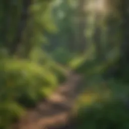 Stunning view of a Minnesota hiking trail surrounded by lush greenery and vibrant wildflowers.