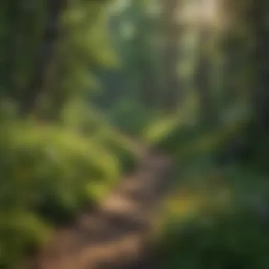 Stunning view of a Minnesota hiking trail surrounded by lush greenery and vibrant wildflowers.