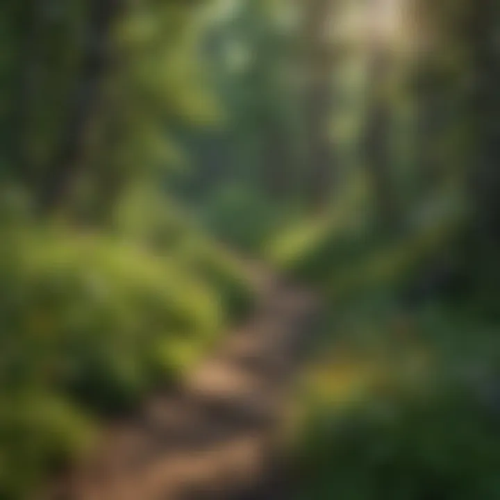 Stunning view of a Minnesota hiking trail surrounded by lush greenery and vibrant wildflowers.