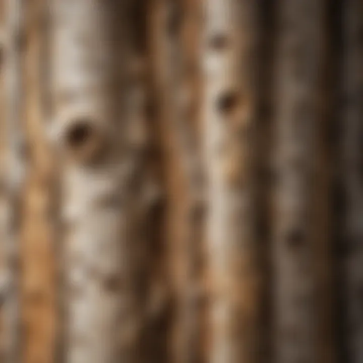 Close-up view of birch bark showcasing its texture and patterns