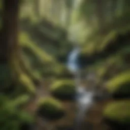 A tranquil waterfall cascading down moss-covered rocks in Boise's wilderness.