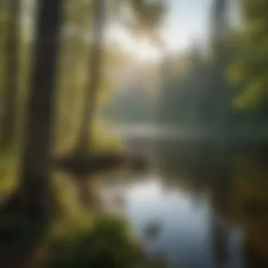Enchanting Lake Set Amidst Minnesota's Nature A captivating lake surrounded by trees in Minnesota