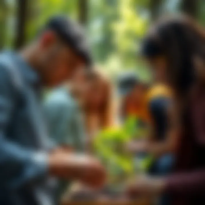 Students engaged in a hands-on botanical research project